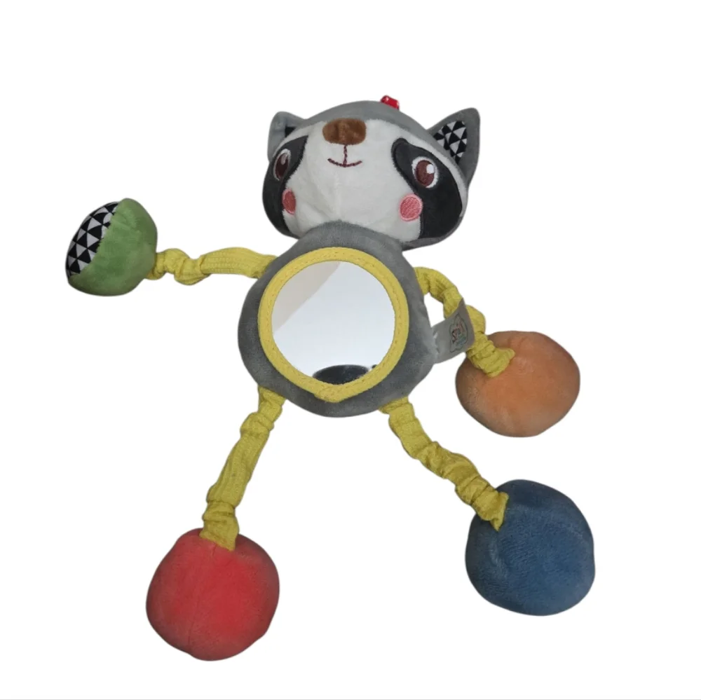 Colorful Plush Raccoon Toy with Mirror